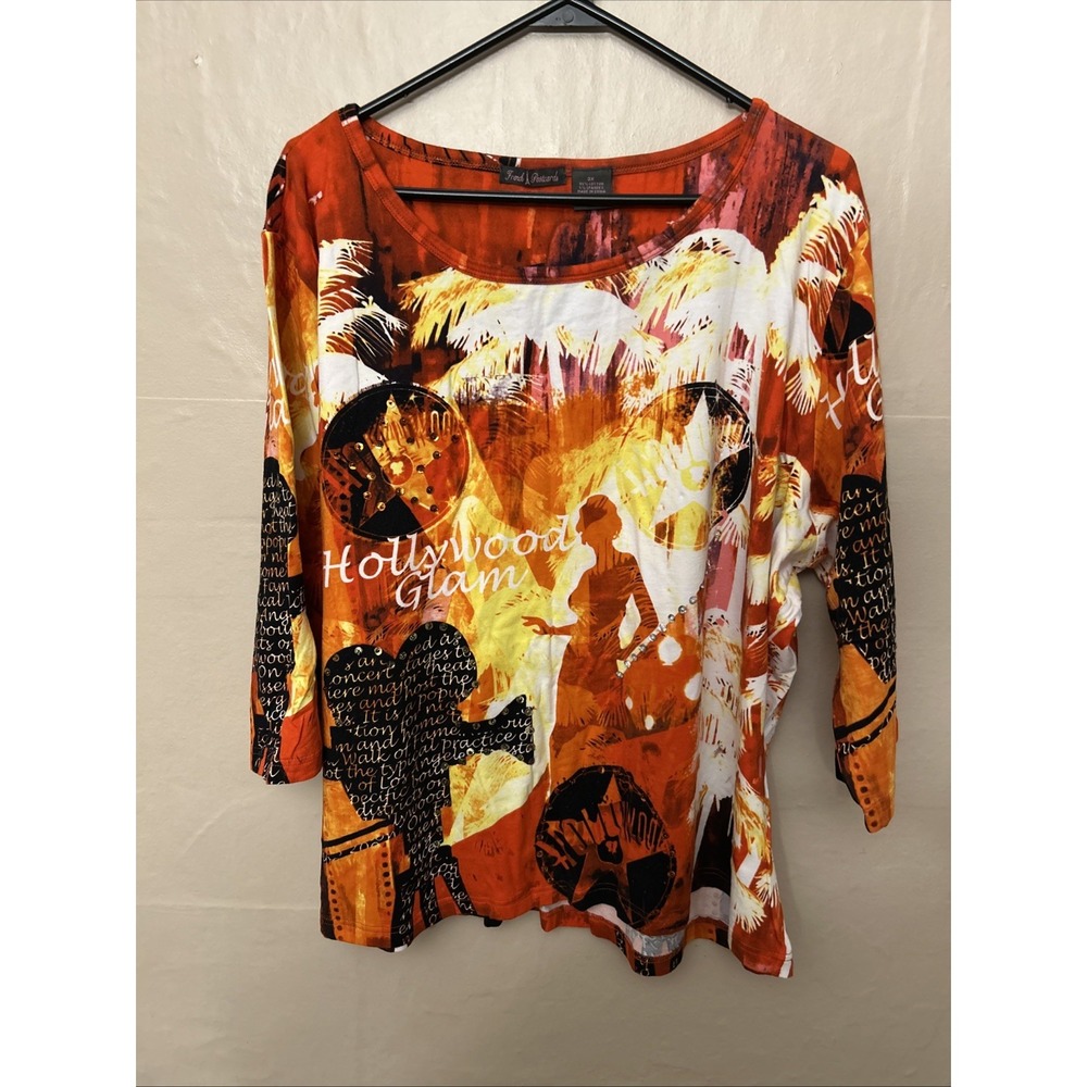 French Postcard 3X Burnt Orange 3/4 Sleeve Top